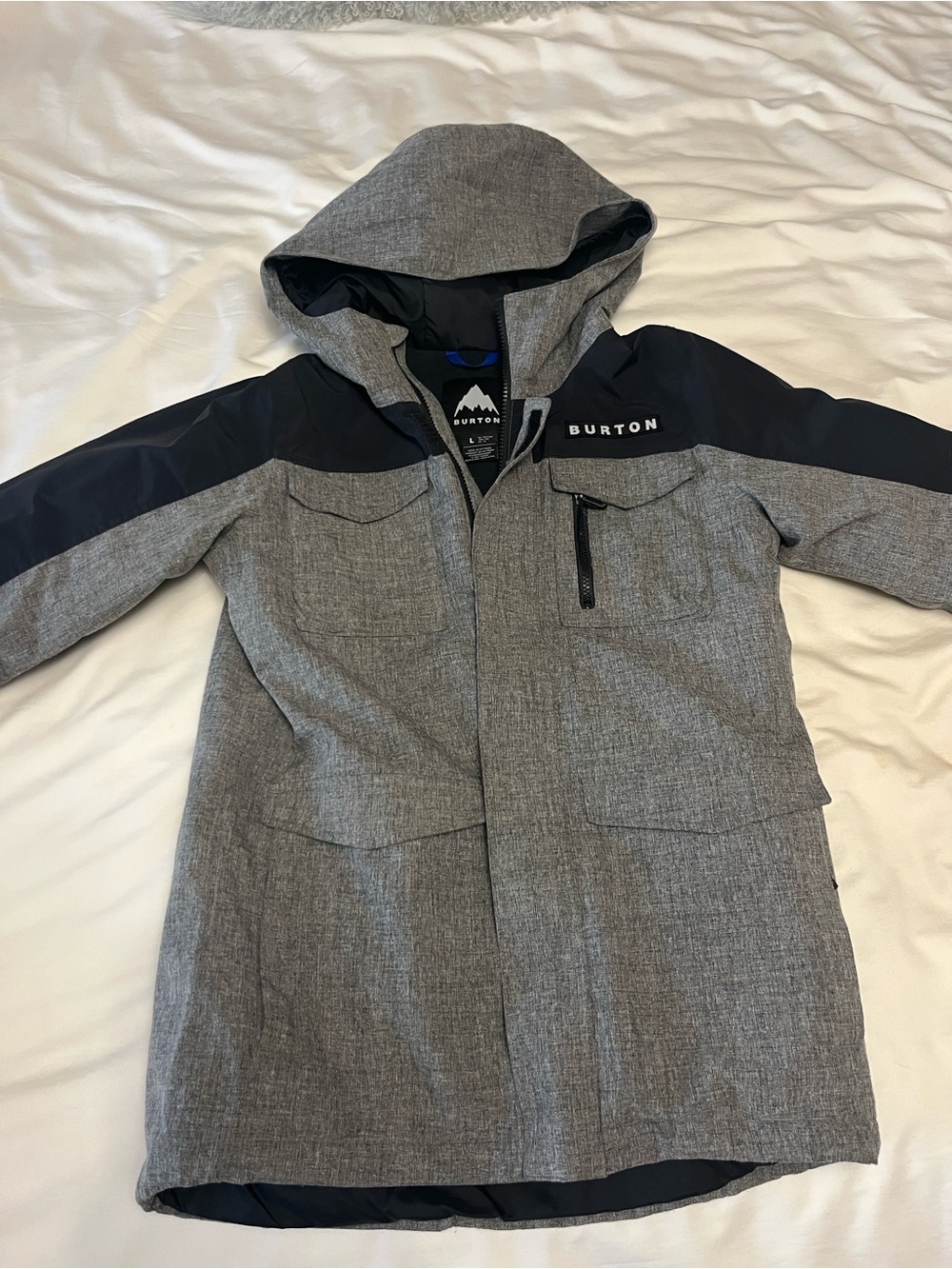 Burton Gray and Black Kids' Hooded Winter Coat